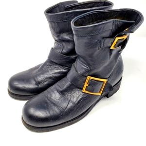 Jimmy Choo Black Leather Moto Boots